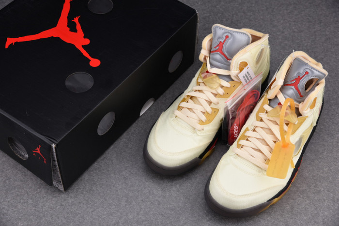 o-w air jordan 5 sail fire red dh8565-100