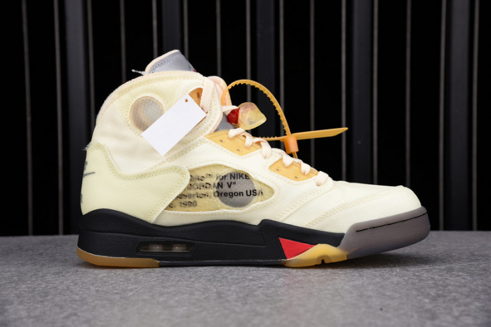 o-w air jordan 5 sail fire red dh8565-100