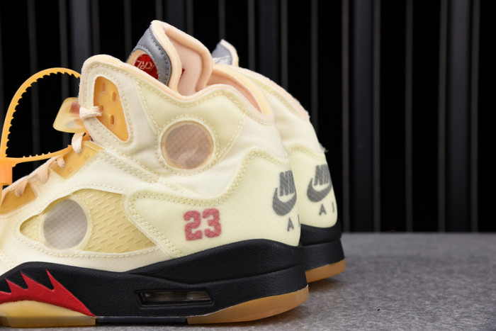 o-w air jordan 5 sail fire red dh8565-100