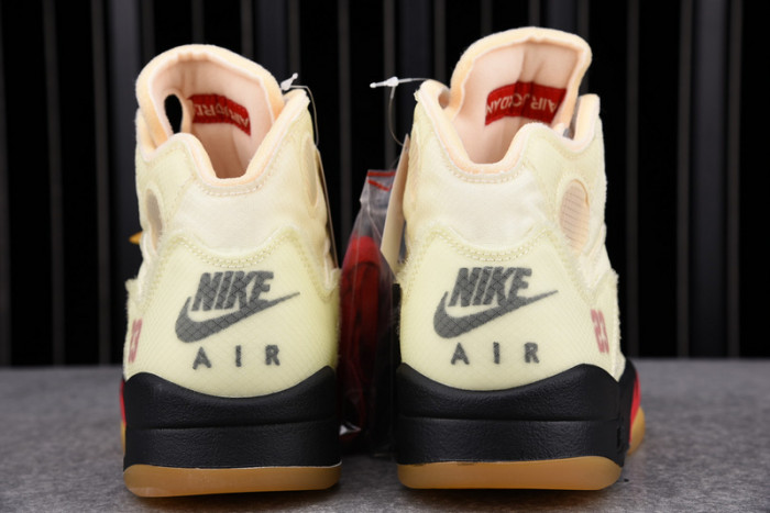 o-w air jordan 5 sail fire red dh8565-100