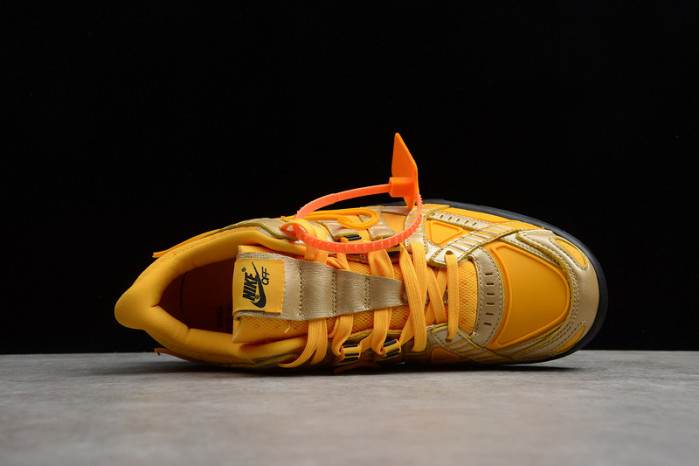 o-w x nike air rubber dunk “university gold cu6015-700