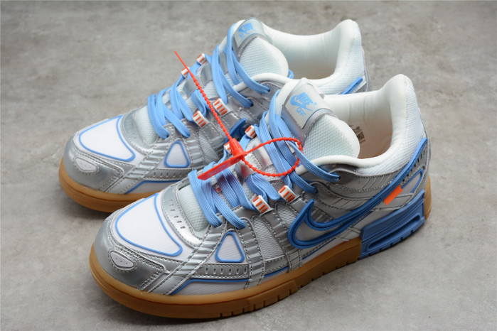 o-w x nike air rubber dunk “university blue” cu6015-100