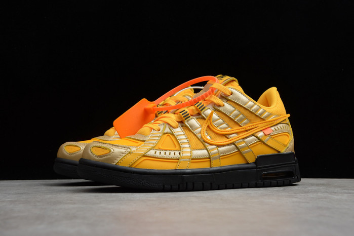 o-w x nike air rubber dunk “university gold cu6015-700