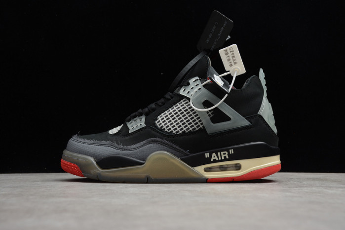 o-w x air jordan 4 “bred” black/red cv9388-001