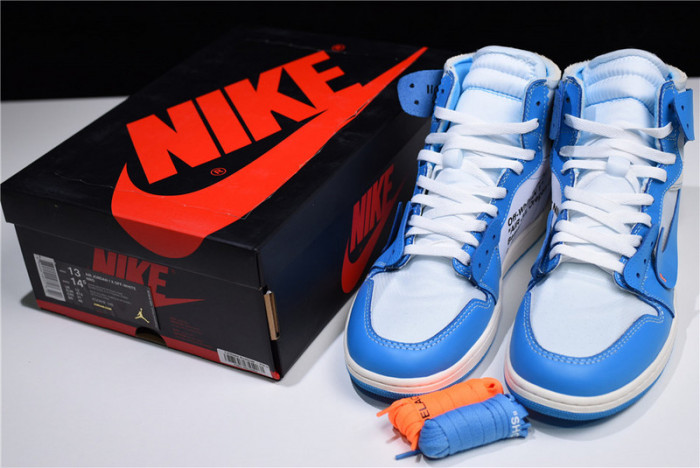 o-w air jordan 1 powder blue unc aq0818-148