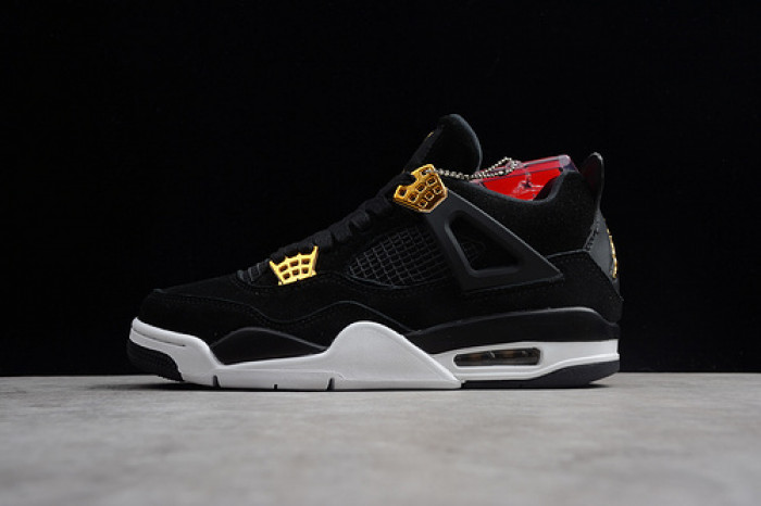 air jordan 4 “royalty” black/metallic gold-white mens 308497-032
