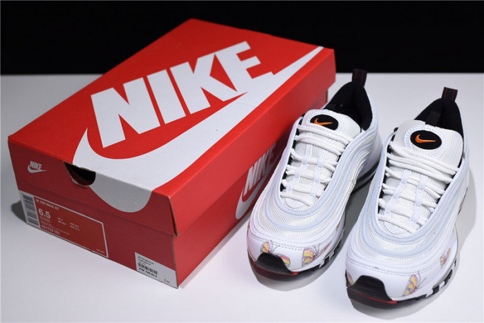 nike womens air max 97 white-orange flower 921733-101