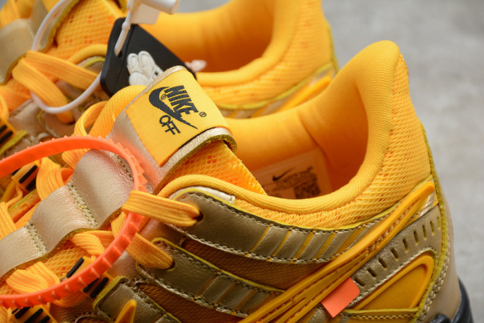 o-w x nike air rubber dunk “university gold cu6015-700