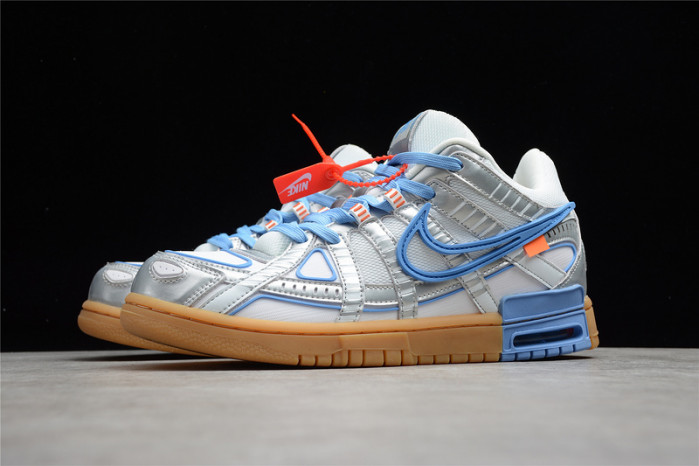 o-w x nike air rubber dunk “university blue” cu6015-100