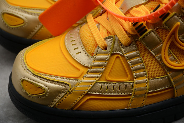 o-w x nike air rubber dunk “university gold cu6015-700