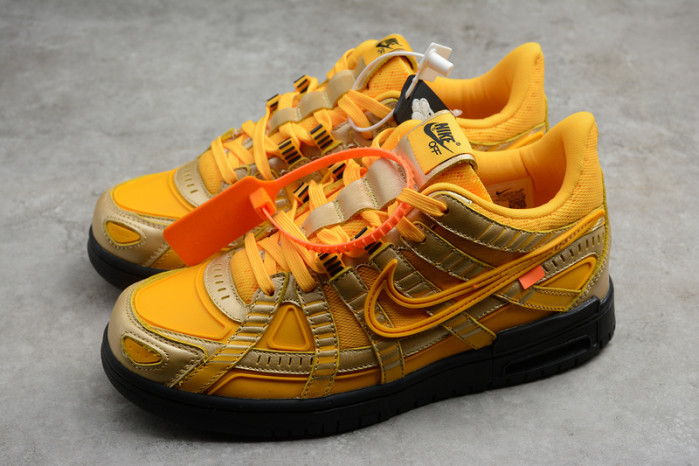 o-w x nike air rubber dunk “university gold cu6015-700