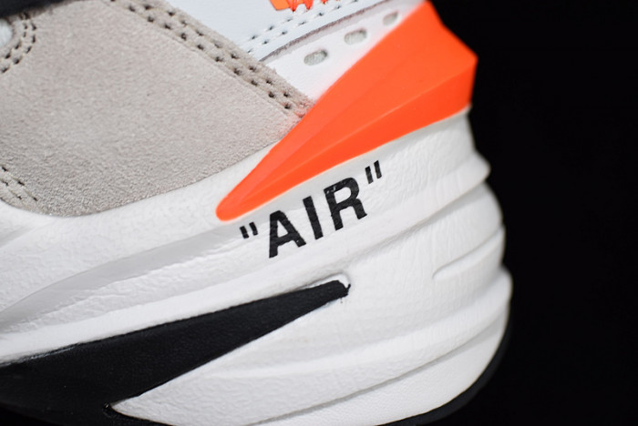 o-w x nike m2k tekno white, black & team orange a03108 058