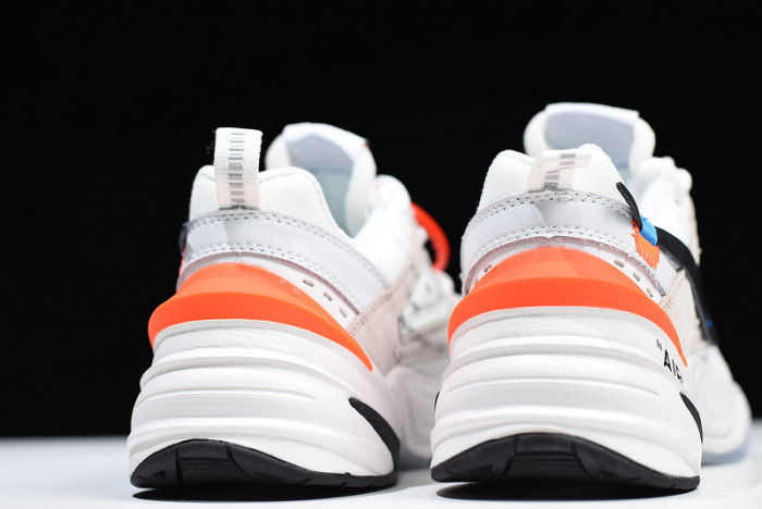 o-w x nike m2k tekno white, black & team orange a03108 058