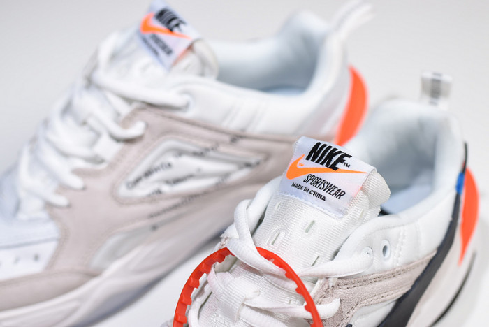 o-w x nike m2k tekno white, black & team orange a03108 058