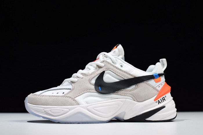 o-w x nike m2k tekno white, black & team orange a03108 058