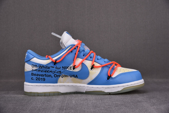 o-w x nike dunk low white blue ct0856-403