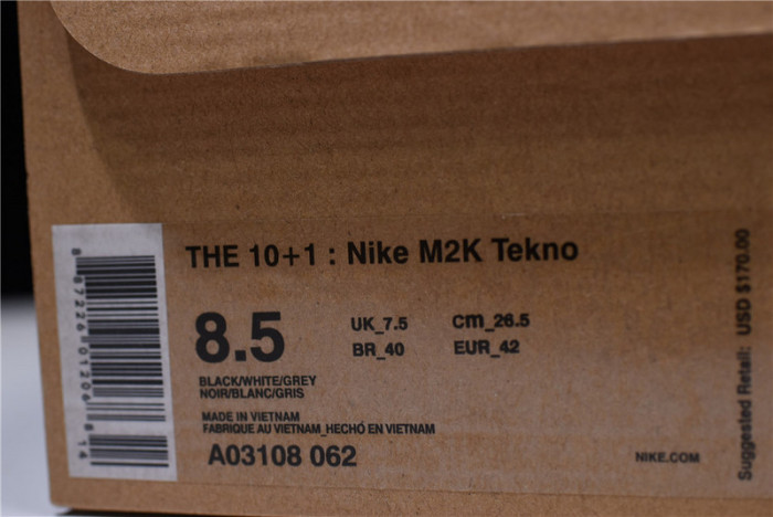 o-w x nike m2k tekno black ,white a03108 062