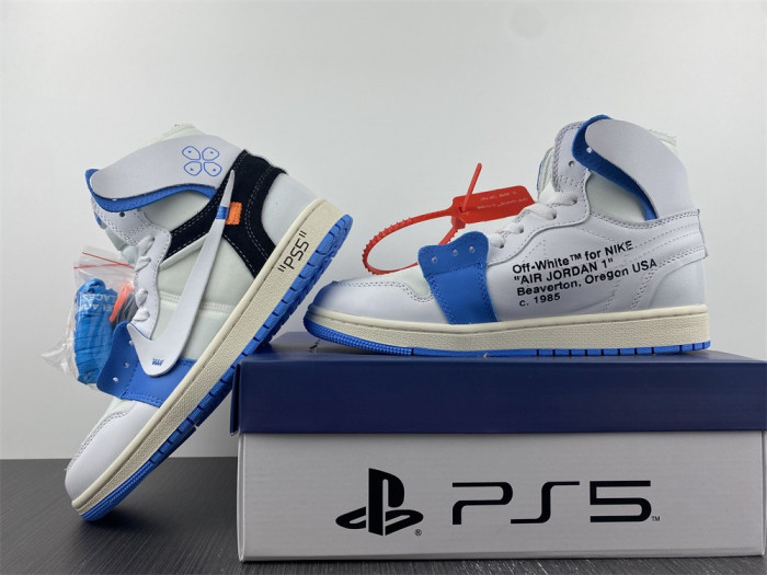 air jordan 1 o-w black white blue-aq0818-168