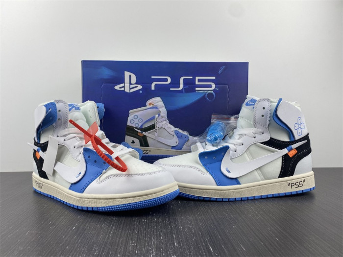 air jordan 1 o-w black white blue-aq0818-168