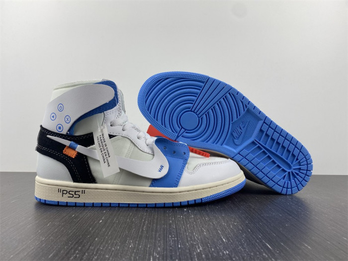 air jordan 1 o-w black white blue-aq0818-168