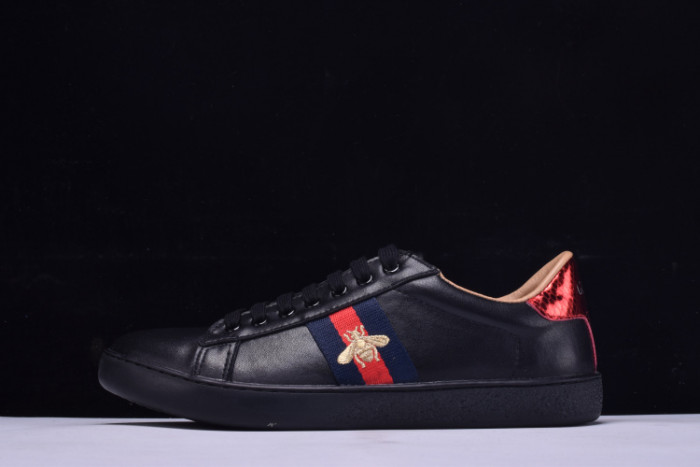 g**i ace embroidered low-top sneaker black with bee mens 431942-a38g0