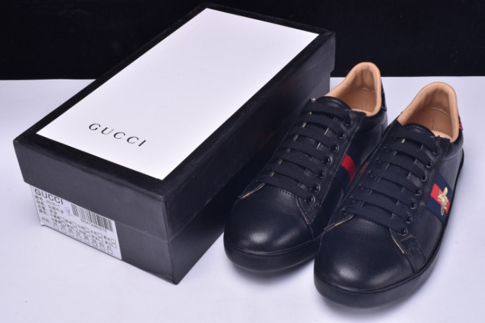 g**i ace embroidered low-top sneaker black with bee mens 431942-a38g0