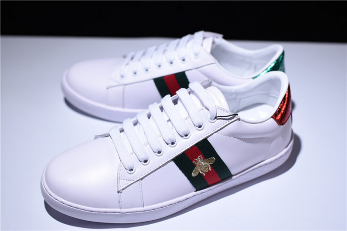 g**i ace embroidered low-top sneaker white with bee