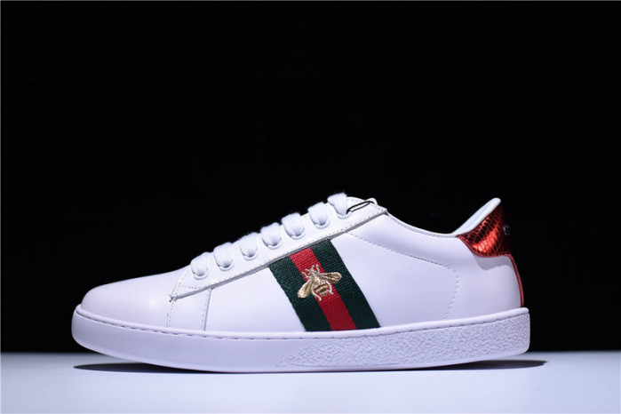 g**i ace embroidered low-top sneaker white with bee