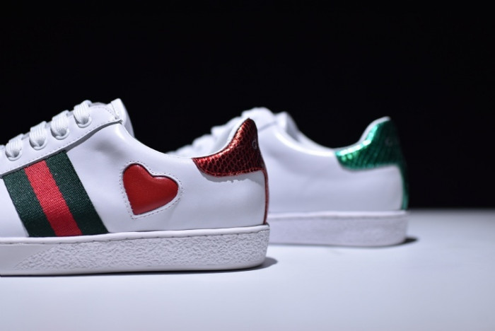 g**i ace embroidered low-top sneaker with red heart womens
