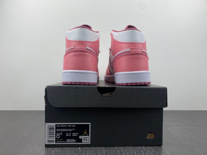 air jordan 1 mid white and pink- dq8423-616