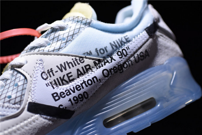 o-w x nike air max 90 sail muslin virgil abloh aa7293-100