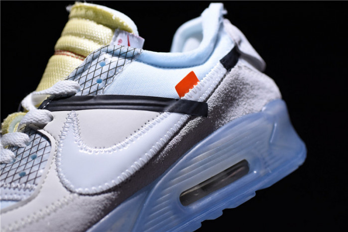 o-w x nike air max 90 sail muslin virgil abloh aa7293-100