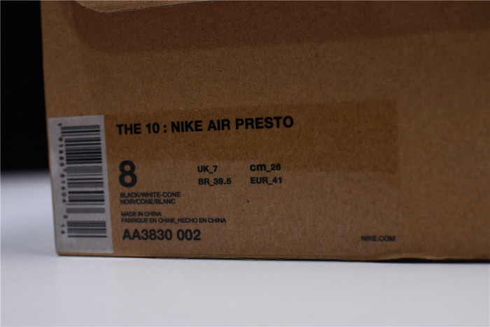 o-w x nike air presto black aa3830-002