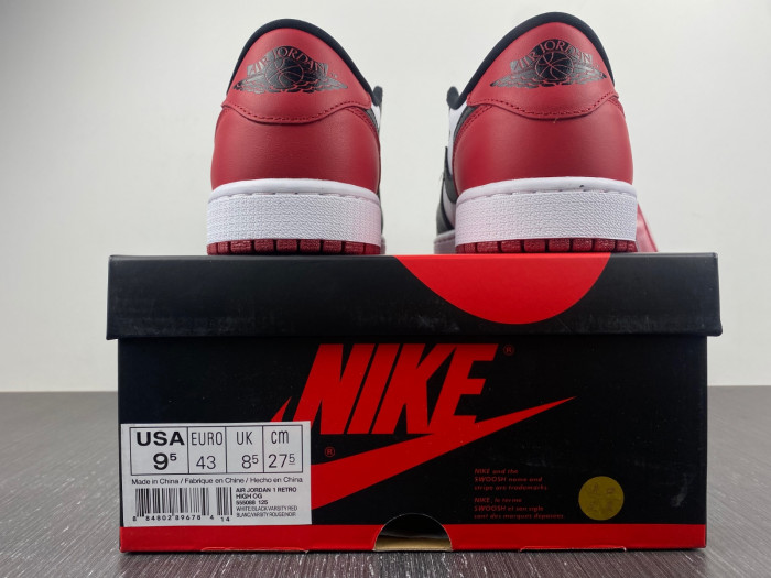 air jordan 1 low og “black toe” white/ black-varsity red 555088 125